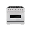 ZLINE 36 in. 5.2 cu. ft. Classic Dual Fuel Range with 6 Burner Gas Cooktop and Electric Convection Oven in Stainless Steel (CDR36) view 2