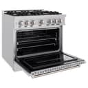 ZLINE 36 in. 5.2 cu. ft. Classic Dual Fuel Range with 6 Burner Gas Cooktop and Electric Convection Oven in Stainless Steel (CDR36) view 4