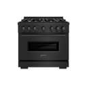 ZLINE 36 in. 5.2 cu. ft. Classic Dual Fuel Range with 6 Burner Gas Cooktop and Electric Convection Oven in Black Stainless Steel (CDRB-36) view 2
