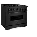 ZLINE 36 in. 5.2 cu. ft. Classic Dual Fuel Range with 6 Burner Gas Cooktop and Electric Convection Oven in Black Stainless Steel (CDRB-36) view 3
