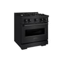 ZLINE 30 in. 4.2 cu. ft. Classic Dual Fuel Range with Gas Cooktop and Electric Convection Oven in Black Stainless Steel with 4 Brass Burners (CDRB-BR-30) view 1