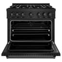 ZLINE 36 in. 5.2 cu. ft. Classic Dual Fuel Range with Gas Cooktop and Electric Convection Oven in Black Stainless Steel with 6 Brass Burners (CDRB-BR-36) view 5