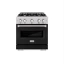 ZLINE 30 in. 4.2 cu. ft. Classic Dual Fuel Range with 4 Burner Gas Cooktop and Electric Convection Oven in Stainless Steel with Black Matte Door (CDR-BLM-30) view 2