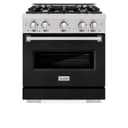 ZLINE 30 in. 4.2 cu. ft. Classic Dual Fuel Range with 4 Burner Gas Cooktop and Electric Convection Oven in Stainless Steel with Black Matte Door (CDR-BLM-30) view 4