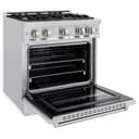 ZLINE 30 in. 4.2 cu. ft. Classic Dual Fuel Range with Gas Cooktop and Electric Convection Oven in Stainless Steel with 4 Brass Burners (CDR-BR-30) view 3