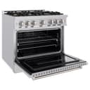 ZLINE 36 in. 5.2 cu. ft. Classic Dual Fuel Range with Gas Cooktop and Electric Convection Oven in Stainless Steel with 6 Brass Burners (CDR-BR-36) view 4