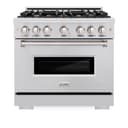 ZLINE 36 in. 5.2 cu. ft. Classic Dual Fuel Range with Gas Cooktop and Electric Convection Oven in Stainless Steel with 6 Brass Burners (CDR-BR-36) view 5