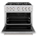 ZLINE 36 in. 5.2 cu. ft. Classic Dual Fuel Range with Gas Cooktop and Electric Convection Oven in Stainless Steel with 6 Brass Burners (CDR-BR-36) view 6