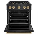 ZLINE Autograph Edition 30 in. 4.2 cu. ft. Classic Dual Fuel Range with 4 Burner Gas Cooktop and Electric Convection Oven in Black Stainless Steel with Polished Gold Accents (CDRBZ-30-G) view 6