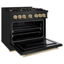 ZLINE Autograph Edition 36 in. 5.2 cu. ft. Classic Dual Fuel Range with 6 Burner Gas Cooktop and Electric Convection Oven in Black Stainless Steel with Champagne Bronze Accents (CDRBZ-36-CB) view 4