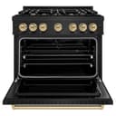 ZLINE Autograph Edition 36 in. 5.2 cu. ft. Classic Dual Fuel Range with 6 Burner Gas Cooktop and Electric Convection Oven in Black Stainless Steel with Champagne Bronze Accents (CDRBZ-36-CB) view 6