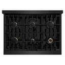 ZLINE Autograph Edition 36 in. 5.2 cu. ft. Classic Dual Fuel Range with 6 Burner Gas Cooktop and Electric Convection Oven in Black Stainless Steel with Champagne Bronze Accents (CDRBZ-36-CB) view 7