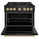 ZLINE Autograph Edition 36 in. 5.2 cu. ft. Classic Dual Fuel Range with 6 Burner Gas Cooktop and Electric Convection Oven in Black Stainless Steel with Polished Gold Accents (CDRBZ-36-G) view 6