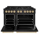 ZLINE Autograph Edition 48 in. 6.7 cu. ft. Classic Double Oven Dual Fuel Range with 8 Burner Gas Cooktop in Black Stainless Steel and Polished Gold Accents (CDRBZ-48-G) view 5