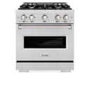 ZLINE 30 in. 4.2 cu. ft. Classic Dual Fuel Range with 4 Burner Gas Cooktop and Electric Convection Oven in DuraSnow® Stainless Steel (CDRS-30) view 4