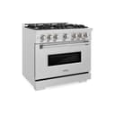 ZLINE 36 in. 5.2 cu. ft. Classic Dual Fuel Range with 6 Burner Gas Cooktop and Electric Convection Oven in DuraSnow® Stainless Steel (CDRS-36) view 1