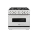 ZLINE 36 in. 5.2 cu. ft. Classic Dual Fuel Range with 6 Burner Gas Cooktop and Electric Convection Oven in DuraSnow® Stainless Steel (CDRS-36) view 2