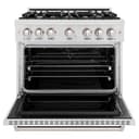 ZLINE 36 in. 5.2 cu. ft. Classic Dual Fuel Range with 6 Burner Gas Cooktop and Electric Convection Oven in DuraSnow® Stainless Steel (CDRS-36) view 3