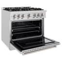 ZLINE 36 in. 5.2 cu. ft. Classic Dual Fuel Range with 6 Burner Gas Cooktop and Electric Convection Oven in DuraSnow® Stainless Steel (CDRS-36) view 6