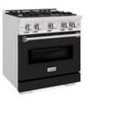 ZLINE 30 in. 4.2 cu. ft. Classic Dual Fuel Range with 4 Burner Gas Cooktop and Electric Convection Oven in DuraSnow® Stainless Steel with Black Matte Door (CDRS-BLM-30) view 4