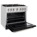 ZLINE 36 in. 5.2 cu. ft. Classic Dual Fuel Range with 6 Burner Gas Cooktop and Electric Convection Oven in DuraSnow® Stainless Steel with Black Matte Door (CDRS-BLM-36) view 5