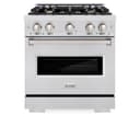 ZLINE 30 in. 4.2 cu. ft. Classic Dual Fuel Range with Gas Cooktop and Electric Convection Oven in DuraSnow® Stainless Steel with 4 Brass Burners (CDRS-BR-30) view 3