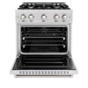 ZLINE 30 in. 4.2 cu. ft. Classic Dual Fuel Range with Gas Cooktop and Electric Convection Oven in DuraSnow® Stainless Steel with 4 Brass Burners (CDRS-BR-30) view 4