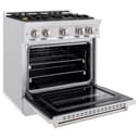 ZLINE 30 in. 4.2 cu. ft. Classic Dual Fuel Range with Gas Cooktop and Electric Convection Oven in DuraSnow® Stainless Steel with 4 Brass Burners (CDRS-BR-30) view 6
