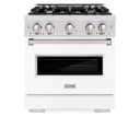 ZLINE 30 in. 4.2 cu. ft. Classic Dual Fuel Range with 4 Burner Gas Cooktop and Electric Convection Oven in DuraSnow® Stainless Steel with White Matte Door (CDRS-WM-30) view 3