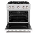 ZLINE 30 in. 4.2 cu. ft. Classic Dual Fuel Range with 4 Burner Gas Cooktop and Electric Convection Oven in DuraSnow® Stainless Steel with White Matte Door (CDRS-WM-30) view 4