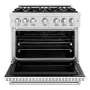 ZLINE 36 in. 5.2 cu. ft. Classic Dual Fuel Range with 6 Burner Gas Cooktop and Electric Convection Oven in DuraSnow® Stainless Steel with White Matte Door (CDRS-WM-36) view 4