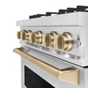 ZLINE Autograph Edition 30 in. 4.2 cu. ft. Classic Dual Fuel Range with 4 Burner Gas Cooktop and Electric Convection Oven in DuraSnow® Stainless Steel with Champagne Bronze Accents (CDRSZ-30-CB) view 8