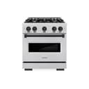 ZLINE Autograph Edition 30 in. 4.2 cu. ft. Classic Dual Fuel Range with 4 Burner Gas Cooktop and Electric Convection Oven in DuraSnow® Stainless Steel with Matte Black Accents (CDRSZ-30-MB) view 2