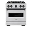 ZLINE Autograph Edition 30 in. 4.2 cu. ft. Classic Dual Fuel Range with 4 Burner Gas Cooktop and Electric Convection Oven in DuraSnow® Stainless Steel with Matte Black Accents (CDRSZ-30-MB) view 3