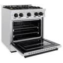ZLINE Autograph Edition 30 in. 4.2 cu. ft. Classic Dual Fuel Range with 4 Burner Gas Cooktop and Electric Convection Oven in DuraSnow® Stainless Steel with Matte Black Accents (CDRSZ-30-MB) view 6