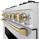 ZLINE Autograph Edition 36 in. 5.2 cu. ft. Classic Dual Fuel Range with 6 Burner Gas Cooktop and Electric Convection Oven in DuraSnow® Stainless Steel with Champagne Bronze Accents (CDRSZ-36-CB) view 8