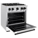 ZLINE Autograph Edition 30 in. 4.2 cu. ft. Classic Dual Fuel Range with 4 Burner Gas Cooktop and Electric Convection Oven in DuraSnow® Stainless Steel with White Matte Door and Matte Black Accents (CDRSZ-WM-30-MB) view 6