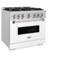 ZLINE 36 in. 5.2 cu. ft. Classic Dual Fuel Range with 6 Burner Gas Cooktop and Electric Convection Oven in Stainless Steel with White Matte Door (CDR-WM-36) view 5
