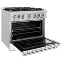 ZLINE 36 in. 5.2 cu. ft. Classic Dual Fuel Range with 6 Burner Gas Cooktop and Electric Convection Oven in Stainless Steel with White Matte Door (CDR-WM-36) view 6