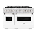 ZLINE 48 in. 6.7 cu. ft. Classic Double Oven Dual Fuel Range with 8 Burner Gas Cooktop in Stainless Steel with White Matte Doors (CDR-WM-48) view 3