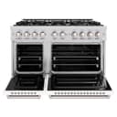 ZLINE 48 in. 6.7 cu. ft. Classic Double Oven Dual Fuel Range with 8 Burner Gas Cooktop in Stainless Steel with White Matte Doors (CDR-WM-48) view 4