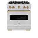 ZLINE Autograph Edition 30 in. 4.2 cu. ft. Classic Dual Fuel Range with 4 Burner Gas Cooktop and Electric Convection Oven in Stainless Steel with Champagne Bronze Accents (CDRZ-30-CB) view 5