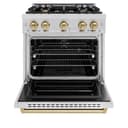 ZLINE Autograph Edition 30 in. 4.2 cu. ft. Classic Dual Fuel Range with 4 Burner Gas Cooktop and Electric Convection Oven in Stainless Steel with Champagne Bronze Accents (CDRZ-30-CB) view 6