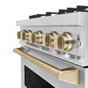 ZLINE Autograph Edition 30 in. 4.2 cu. ft. Classic Dual Fuel Range with 4 Burner Gas Cooktop and Electric Convection Oven in Stainless Steel with Champagne Bronze Accents (CDRZ-30-CB) view 10