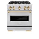 ZLINE Autograph Edition 30 in. 4.2 cu. ft. Classic Dual Fuel Range with 4 Burner Gas Cooktop and Electric Convection Oven in Stainless Steel with Polished Gold Accents (CDRZ-30-G) view 5