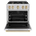 ZLINE Autograph Edition 30 in. 4.2 cu. ft. Classic Dual Fuel Range with 4 Burner Gas Cooktop and Electric Convection Oven in Stainless Steel with Polished Gold Accents (CDRZ-30-G) view 6
