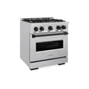 ZLINE Autograph Edition 30 in. 4.2 cu. ft. Classic Dual Fuel Range with 4 Burner Gas Cooktop and Electric Convection Oven in Stainless Steel with Matte Black Accents (CDRZ-30-MB) view 1
