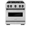 ZLINE Autograph Edition 30 in. 4.2 cu. ft. Classic Dual Fuel Range with 4 Burner Gas Cooktop and Electric Convection Oven in Stainless Steel with Matte Black Accents (CDRZ-30-MB) view 3