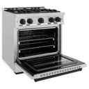 ZLINE Autograph Edition 30 in. 4.2 cu. ft. Classic Dual Fuel Range with 4 Burner Gas Cooktop and Electric Convection Oven in Stainless Steel with Matte Black Accents (CDRZ-30-MB) view 5