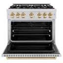 ZLINE Autograph Edition 36 in. 5.2 cu. ft. Classic Dual Fuel Range with 6 Burner Gas Cooktop and Electric Convection Oven in Stainless Steel with Polished Gold Accents (CDRZ-36-G) view 6